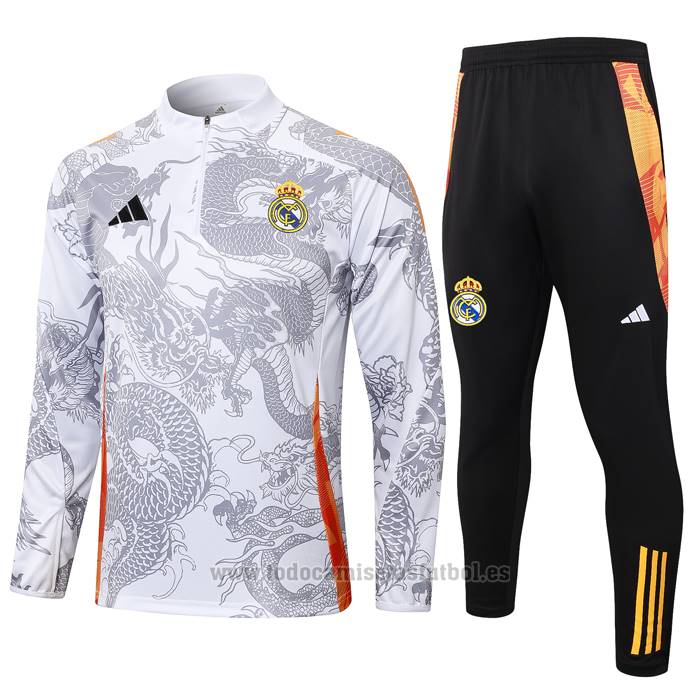 Chandal de Sudadera del Real Madrid Dragon 2024-2025 Blanco